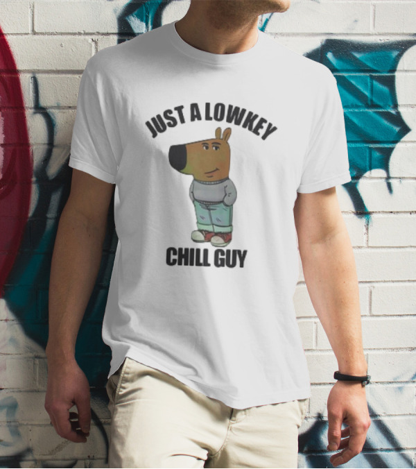 Just A Lowkey Chill Guy Retro Cartoon Style Character T-Shirt