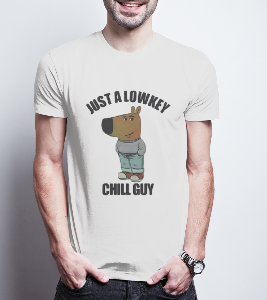 Just A Lowkey Chill Guy Retro Cartoon Style Character T-Shirt