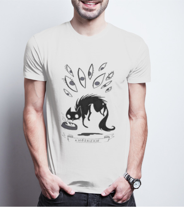Khoshekh The Cat Surrounded By Floating Eyes And Feeding Bowl T-Shirt