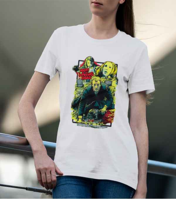 Night Of The Living Dead Classic Horror Scene With Surrounded By Death Faces T-Shirt