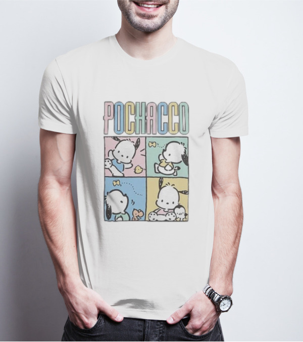 POCHACCO Pastel Grid Cute Comics Panel Series T-Shirt