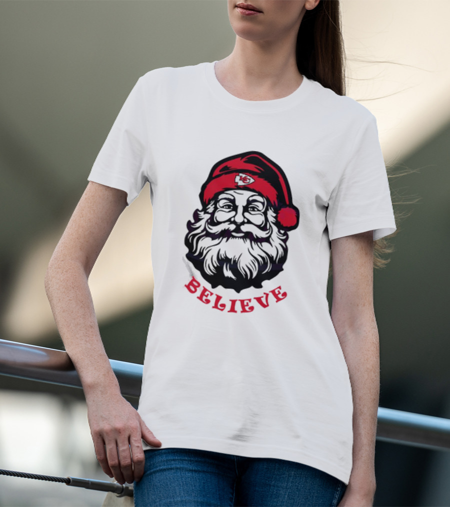 Santa Claus Believe Kansas City Chiefs Christmas T-Shirt
