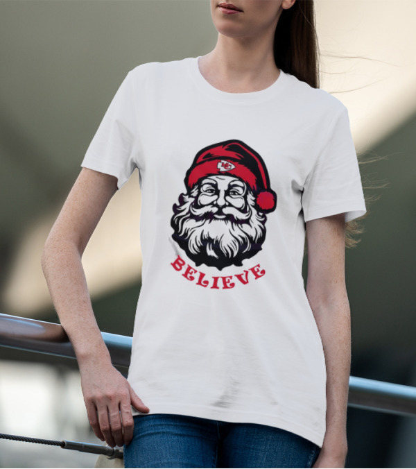 Santa Claus Believe Kansas City Chiefs Christmas T-Shirt