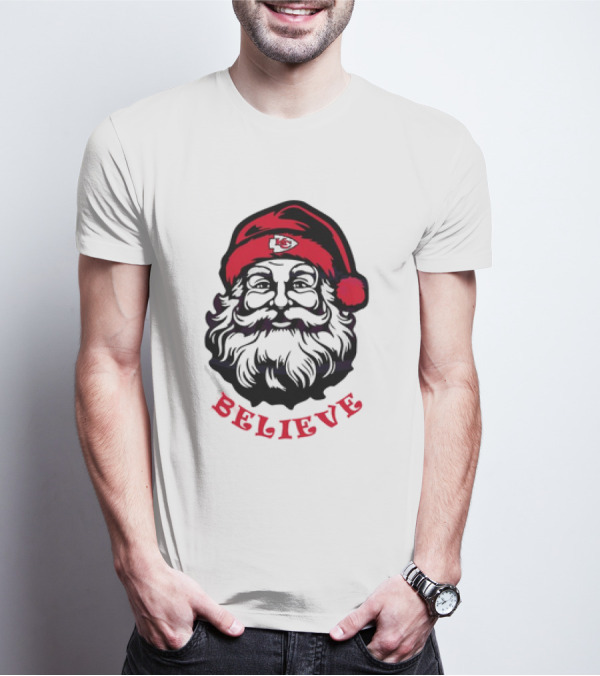 Santa Claus Believe Kansas City Chiefs Christmas T-Shirt
