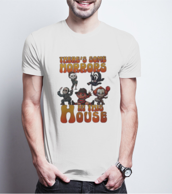 There’s Some Horrors In This House Masked Figures And Balloons T-Shirt