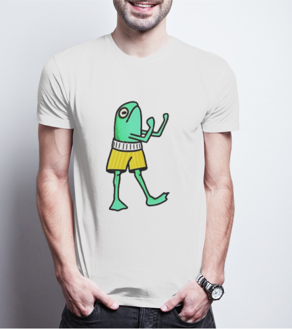 Frog Wearing Boxing Pose In Yellow Shorts T-Shirt