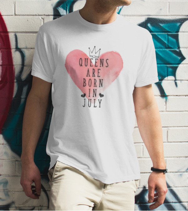 Queens Are Born In July Heart With Crown T-Shirt