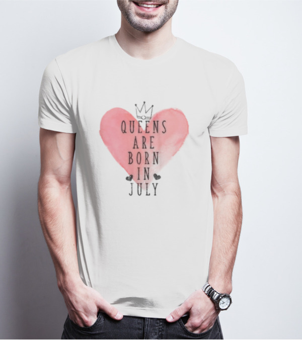Queens Are Born In July Heart With Crown T-Shirt