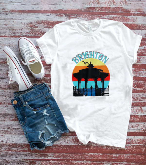 Brighton Bandstand Silhouette At Sunset With Seagulls T-Shirt