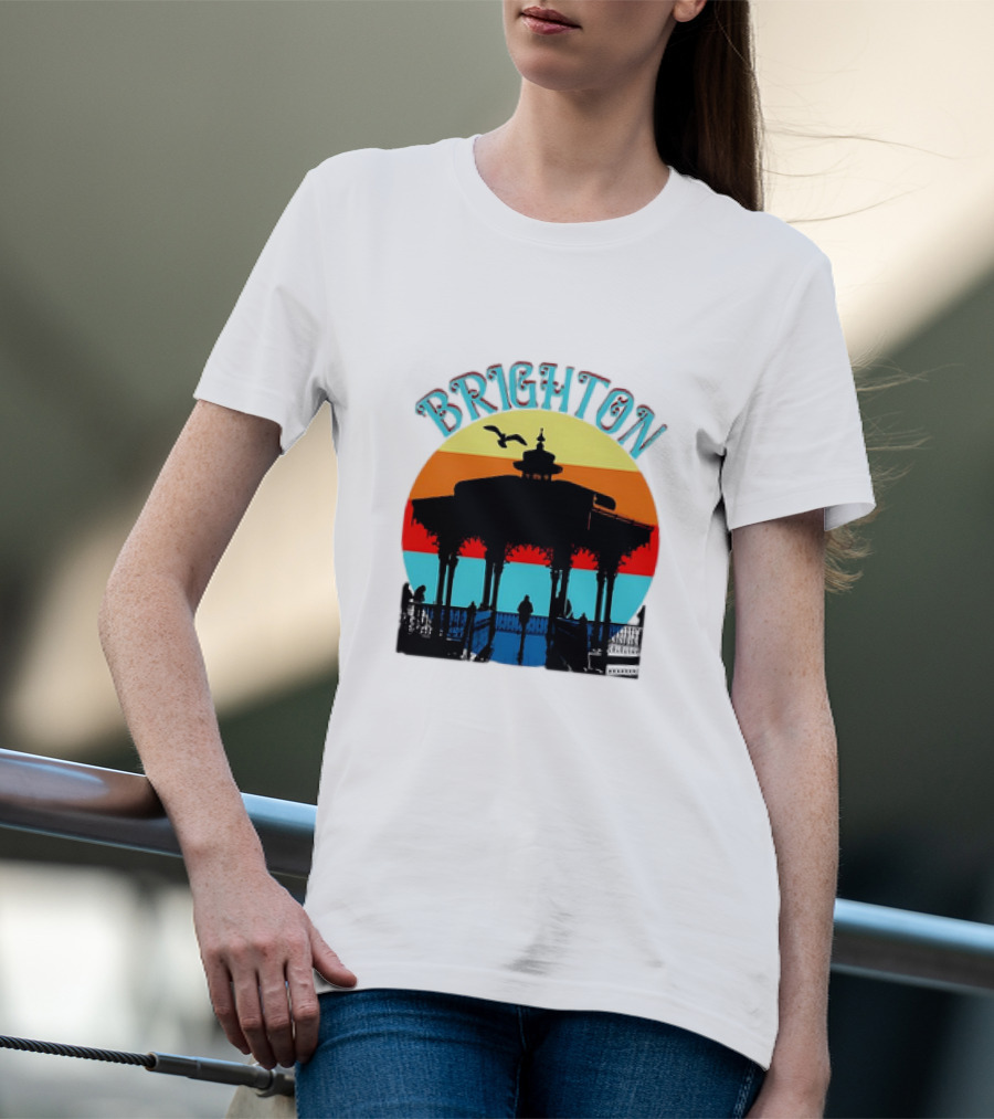 Brighton Bandstand Silhouette At Sunset With Seagulls T-Shirt