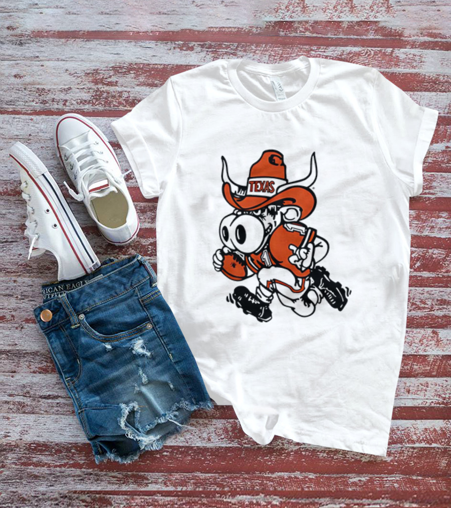 Bevo Texas Longhorn Football Mascot Running Cowboy Hat T-Shirt