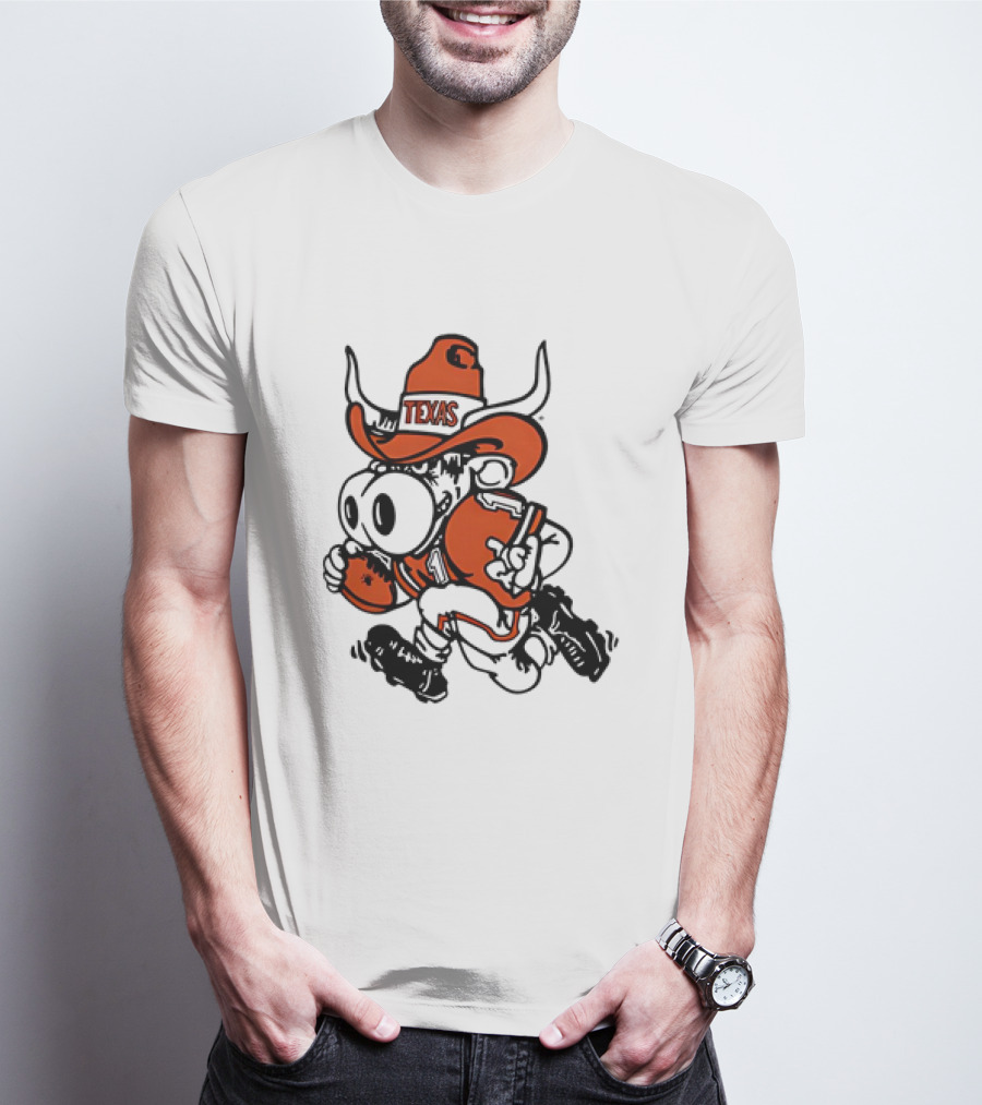 Bevo Texas Longhorn Football Mascot Running Cowboy Hat T-Shirt