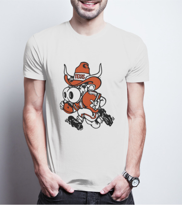 Bevo Texas Longhorn Football Mascot Running Cowboy Hat T-Shirt
