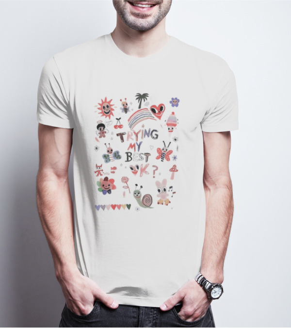 Trying My Best Ok Whimsical Icons And Rainbow T-Shirt