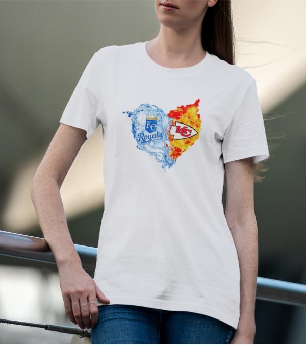 Kansas City Royals KC Chiefs Heart Water Fire T-Shirt