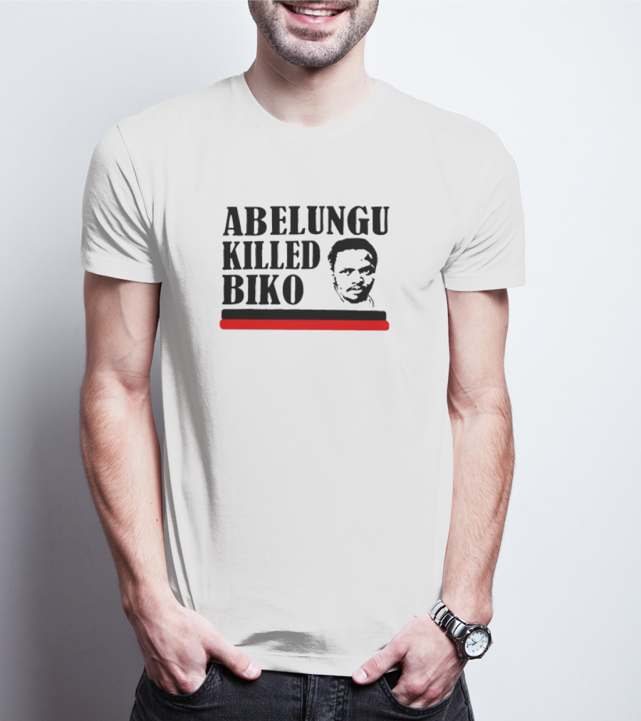 Abelungu Killed Biko Activist Portrait With Black And Red Lines T-Shirt