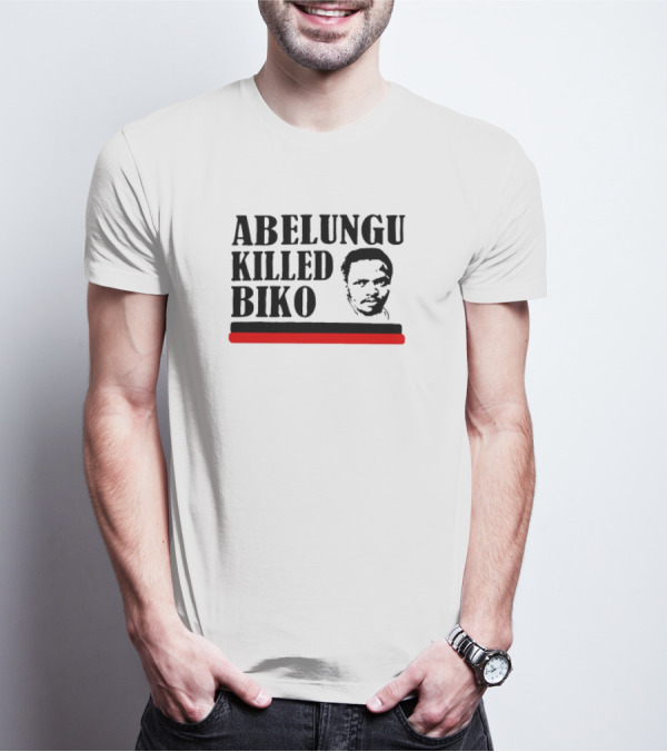 Abelungu Killed Biko Activist Portrait With Black And Red Lines T-Shirt