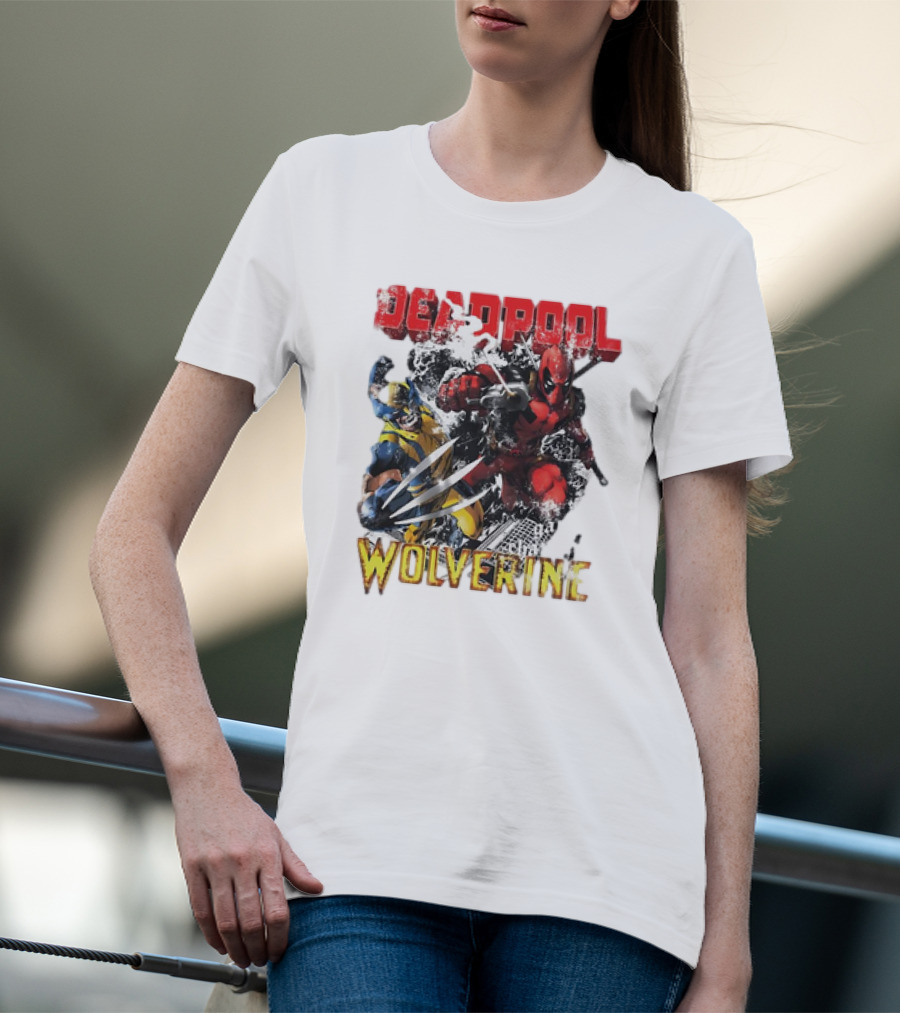 Deadpool Wolverine Cartoon Battle Clash T-Shirt