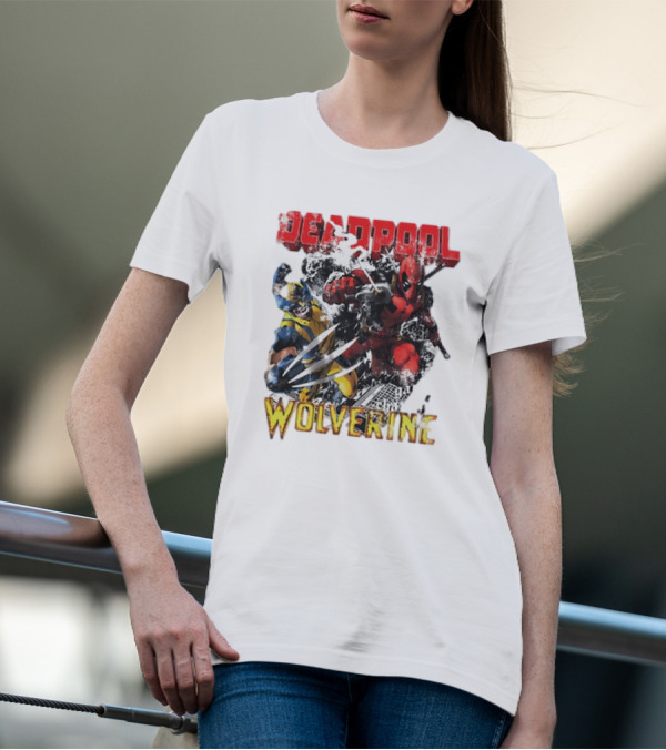 Deadpool Wolverine Cartoon Battle Clash T-Shirt