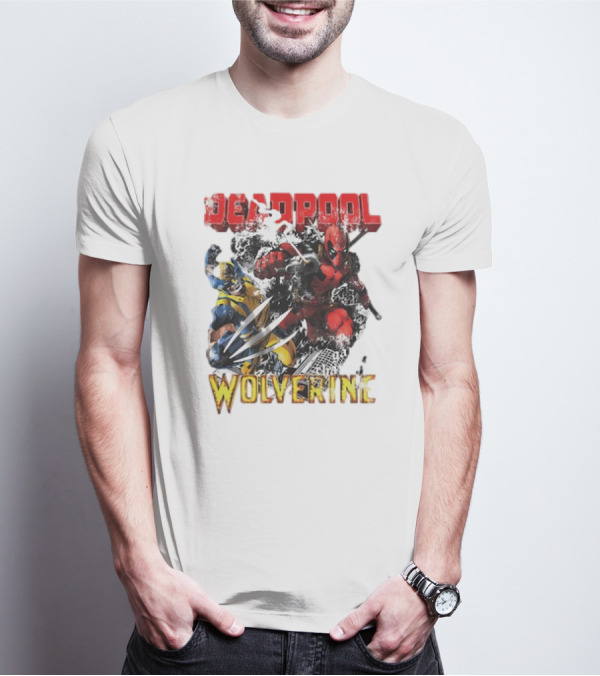 Deadpool Wolverine Cartoon Battle Clash T-Shirt
