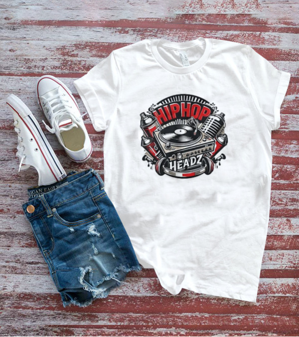 HIP HOP HEADZ VINYL RECORD PLAYER TURNTABLE SPRAY CANS MICROPHONE T-Shirt