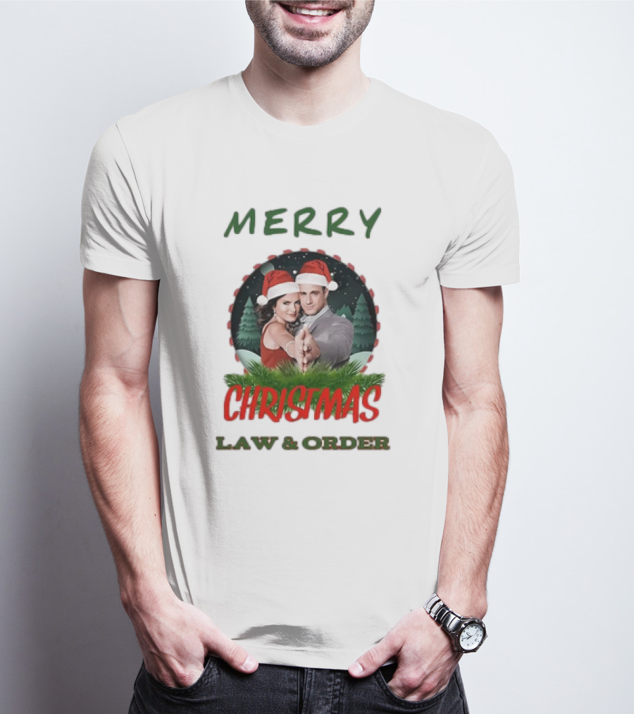 Merry Christmas Law And Order Santa Hats Holiday T-Shirt