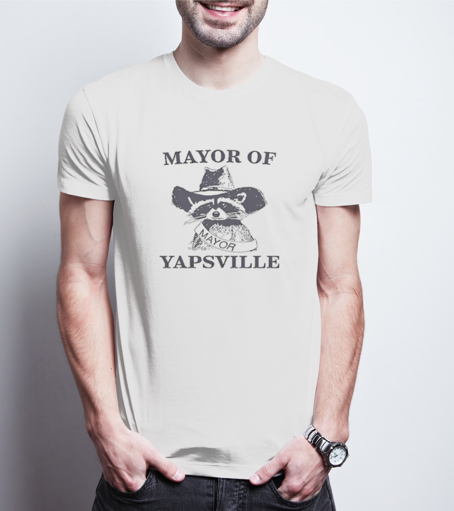 Mayor Of Yapsville Raccoon Wearing Hat And Sash T-Shirt