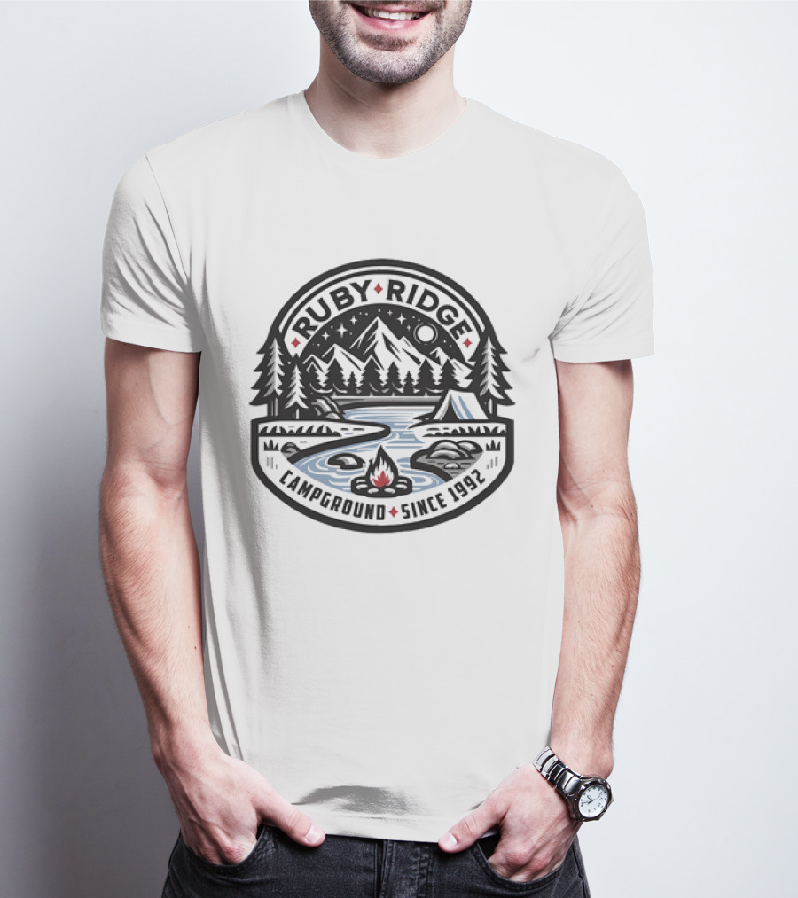 Ruby Ridge Campground Scenic Mountains And Campfire Since 1992 T-Shirt
