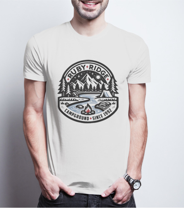 Ruby Ridge Campground Scenic Mountains And Campfire Since 1992 T-Shirt