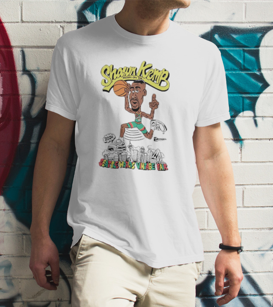 Shawn Kemp Seattle World's Vintage Fair Iconic Basketball T-Shirt