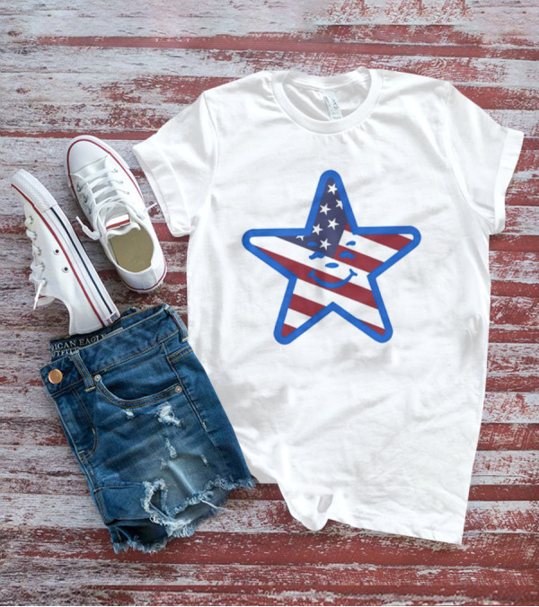 Usa Star Babbitt Revived Patriotic Smiling Star With American Flag T-Shirt