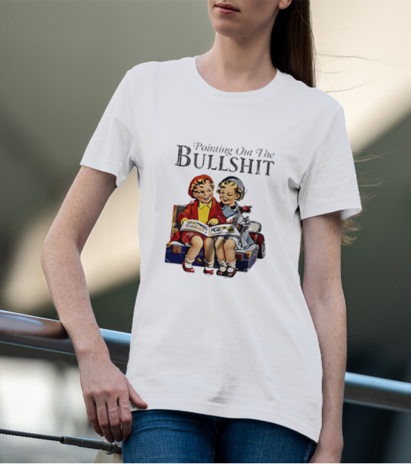 Pointing Out The Bullshit Vintage Comic Style Kids Reading Book T-Shirt