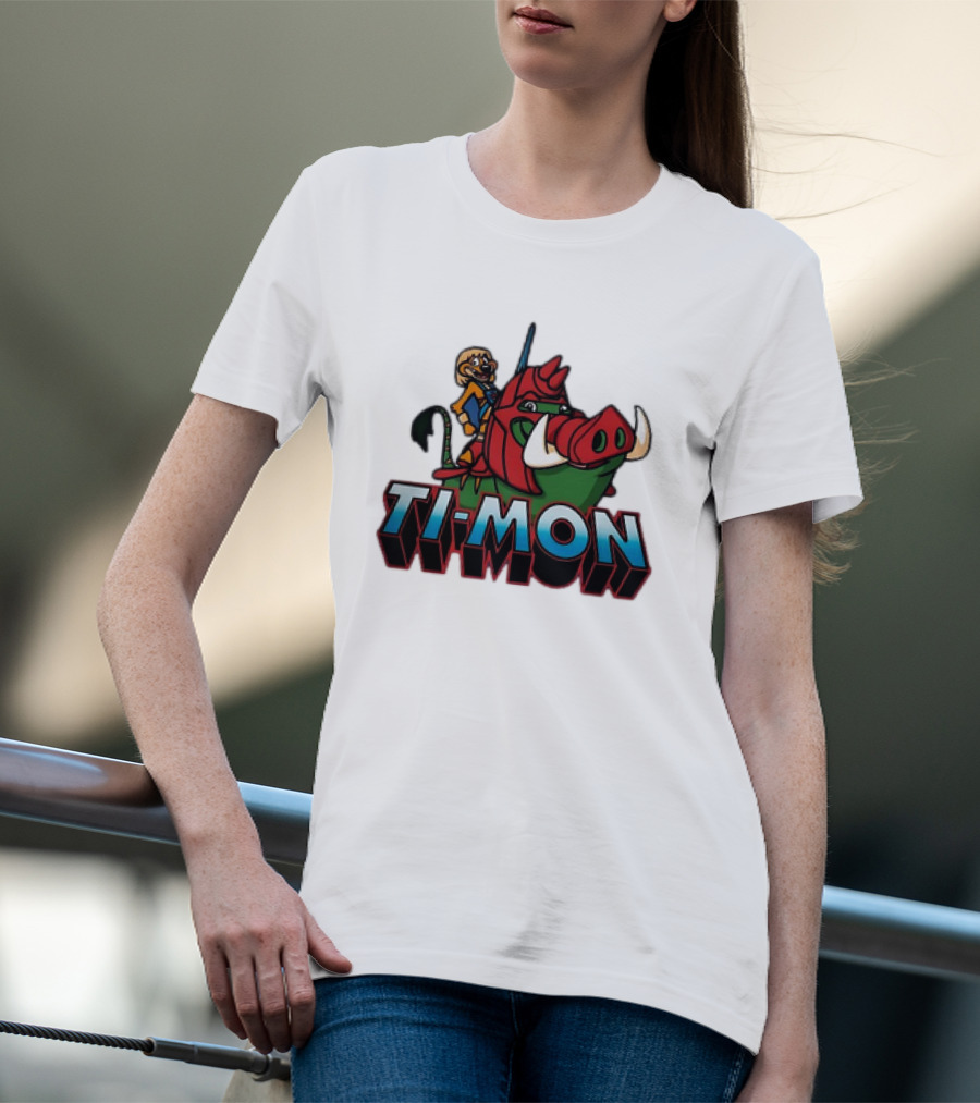 Ti-Mon Timon Riding He-Man Battle Cat Style Pumbaa T-Shirt