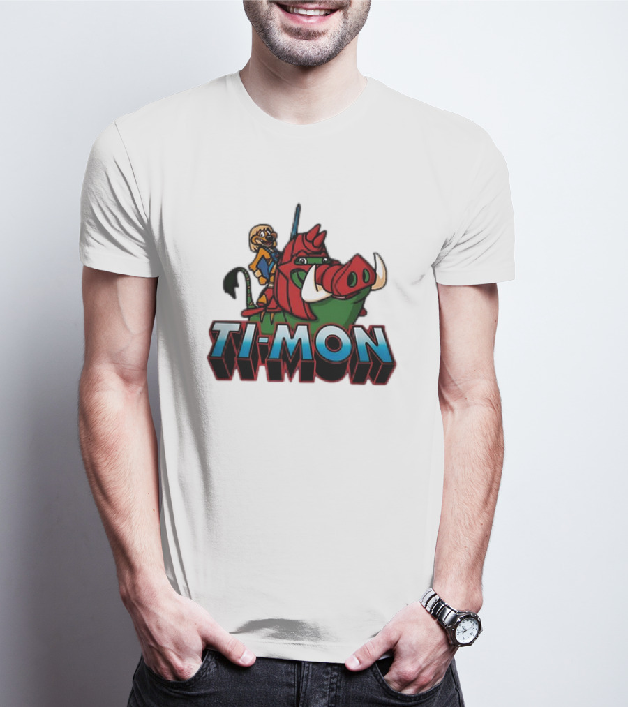 Ti-Mon Timon Riding He-Man Battle Cat Style Pumbaa T-Shirt