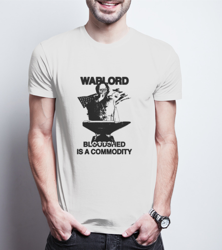 Warlord Bloodshed Is A Commodity Grim Reaper Anvil American Flag T-Shirt