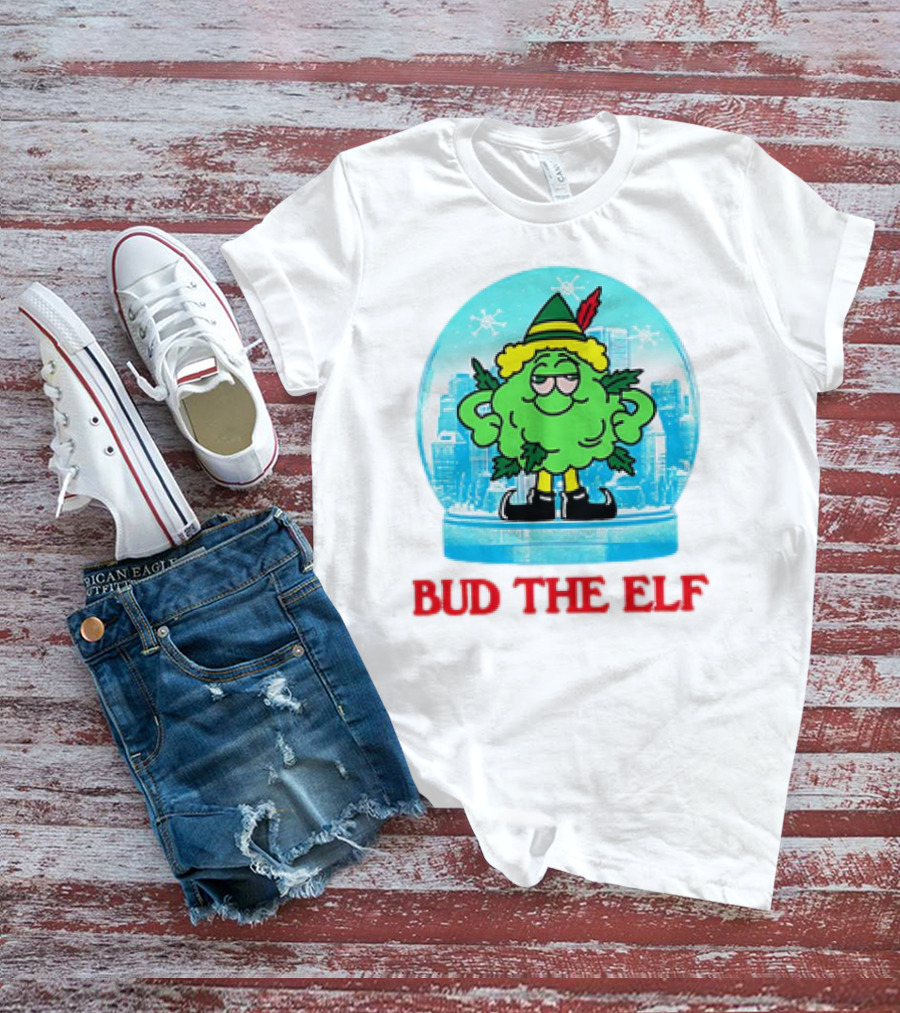 Bud The Elf Christmas Snow Globe Scene T-Shirt