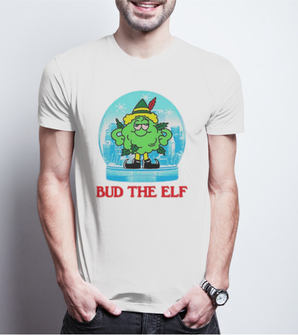 Bud The Elf Christmas Snow Globe Scene T-Shirt