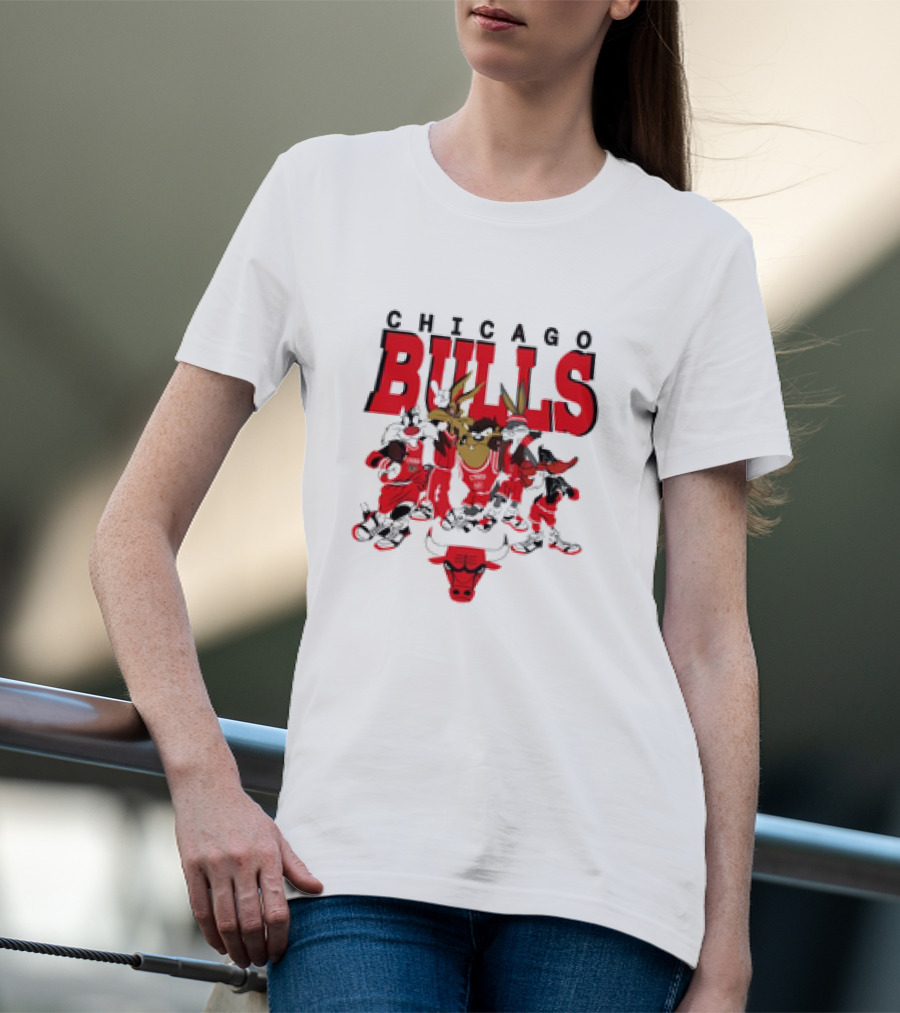 Chicago Bulls Looney Tunes NBA Basketball Cartoon Characters T-Shirt
