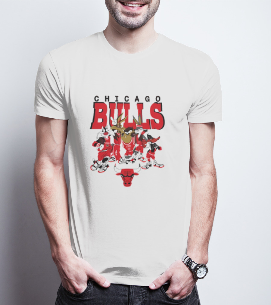 Chicago Bulls Looney Tunes NBA Basketball Cartoon Characters T-Shirt