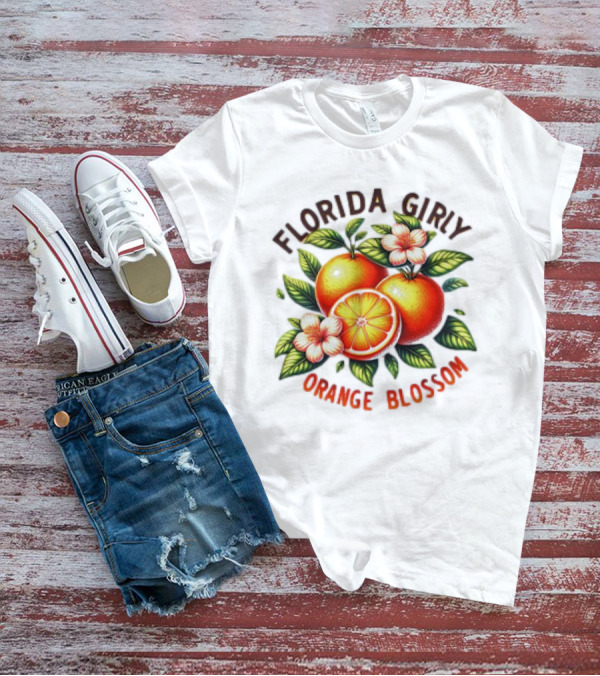 Florida Girly Orange Blossom Vintage Citrus Floral Retro T-Shirt