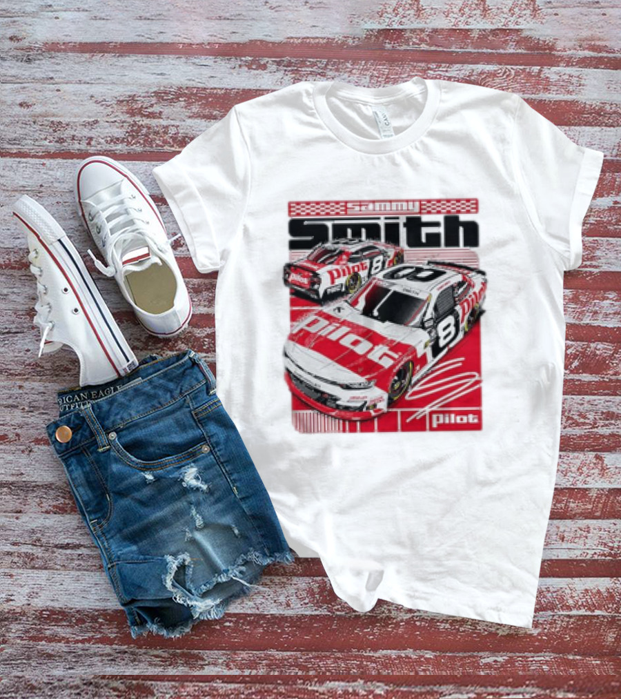 Sammy Smith #8 Pilot Racing Car JR Motorsports Red And White T-Shirt
