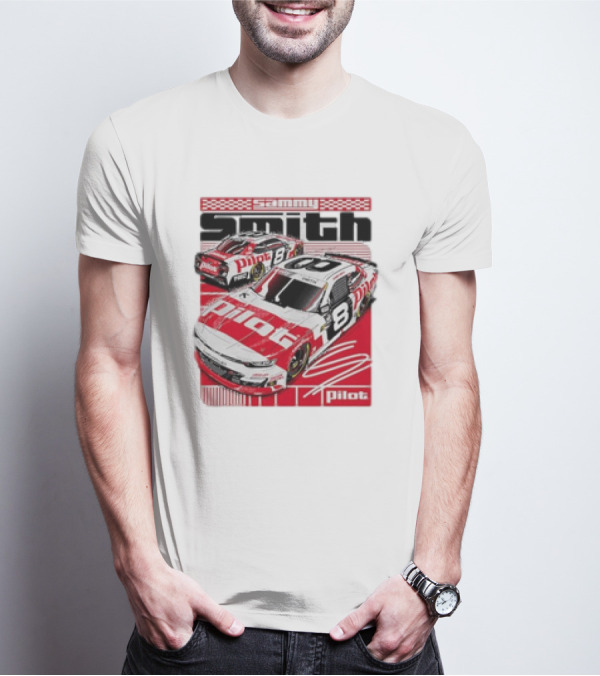Sammy Smith #8 Pilot Racing Car JR Motorsports Red And White T-Shirt