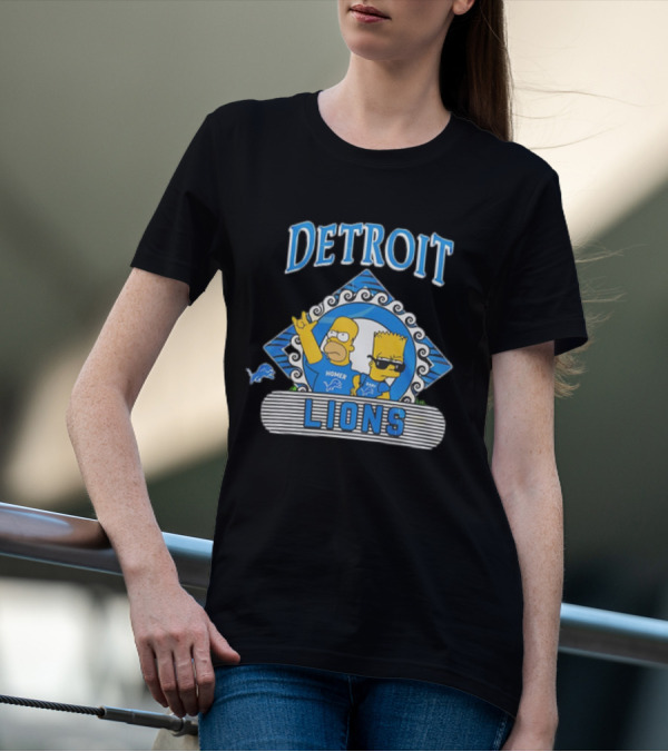 Homer Simpson Bart Simpson Detroit Lions NFL Funday Football T-Shirt