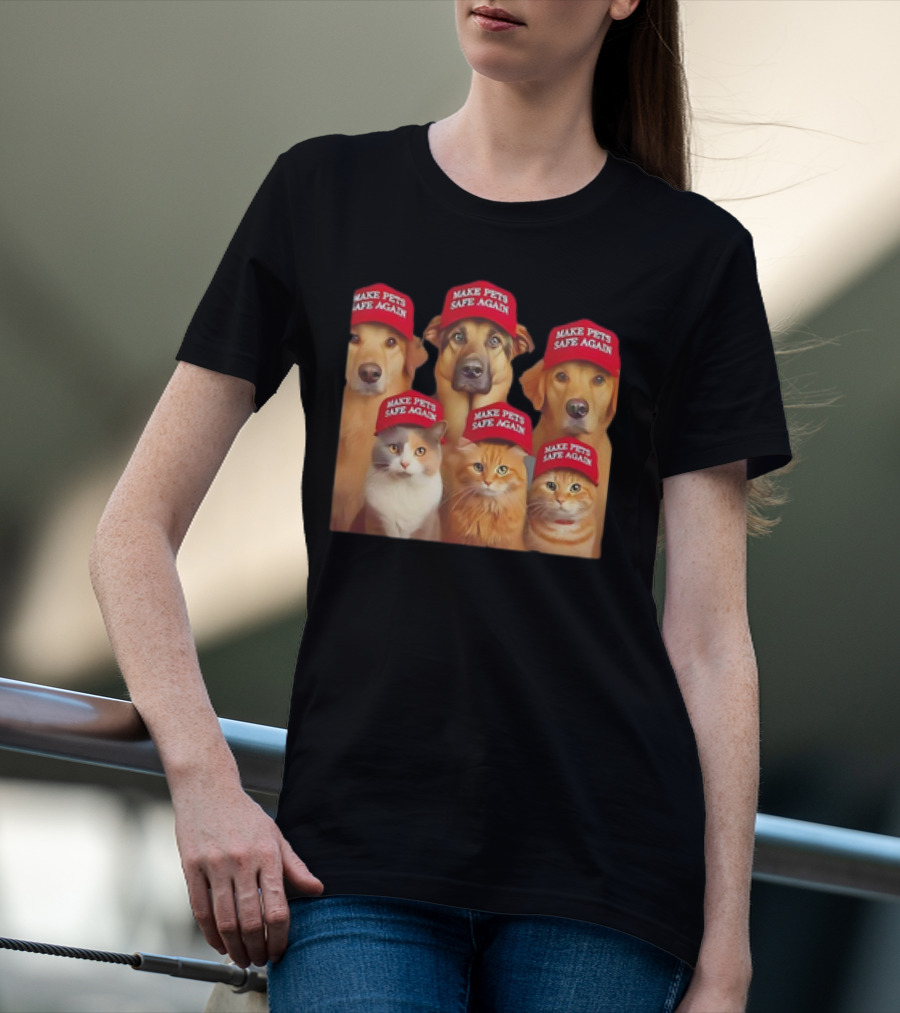 Make Pets Safe Again Red Hat Dogs And Cats T-Shirt
