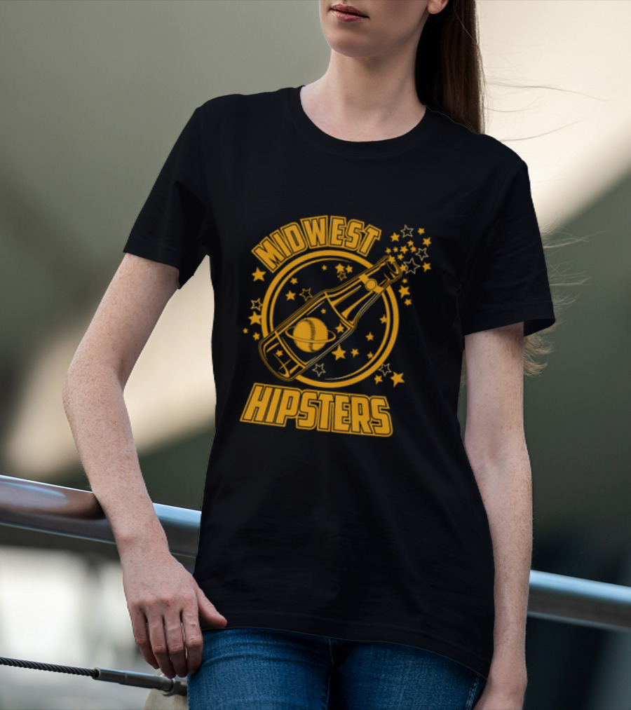 Midwest Hipsters Bottle With Stars And Rings T-Shirt