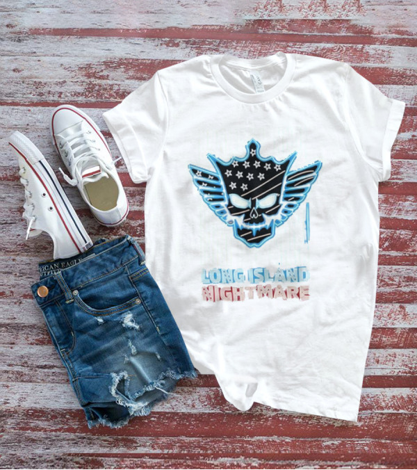 Long Island Nightmare Skull Stars Wings WWE T-Shirt