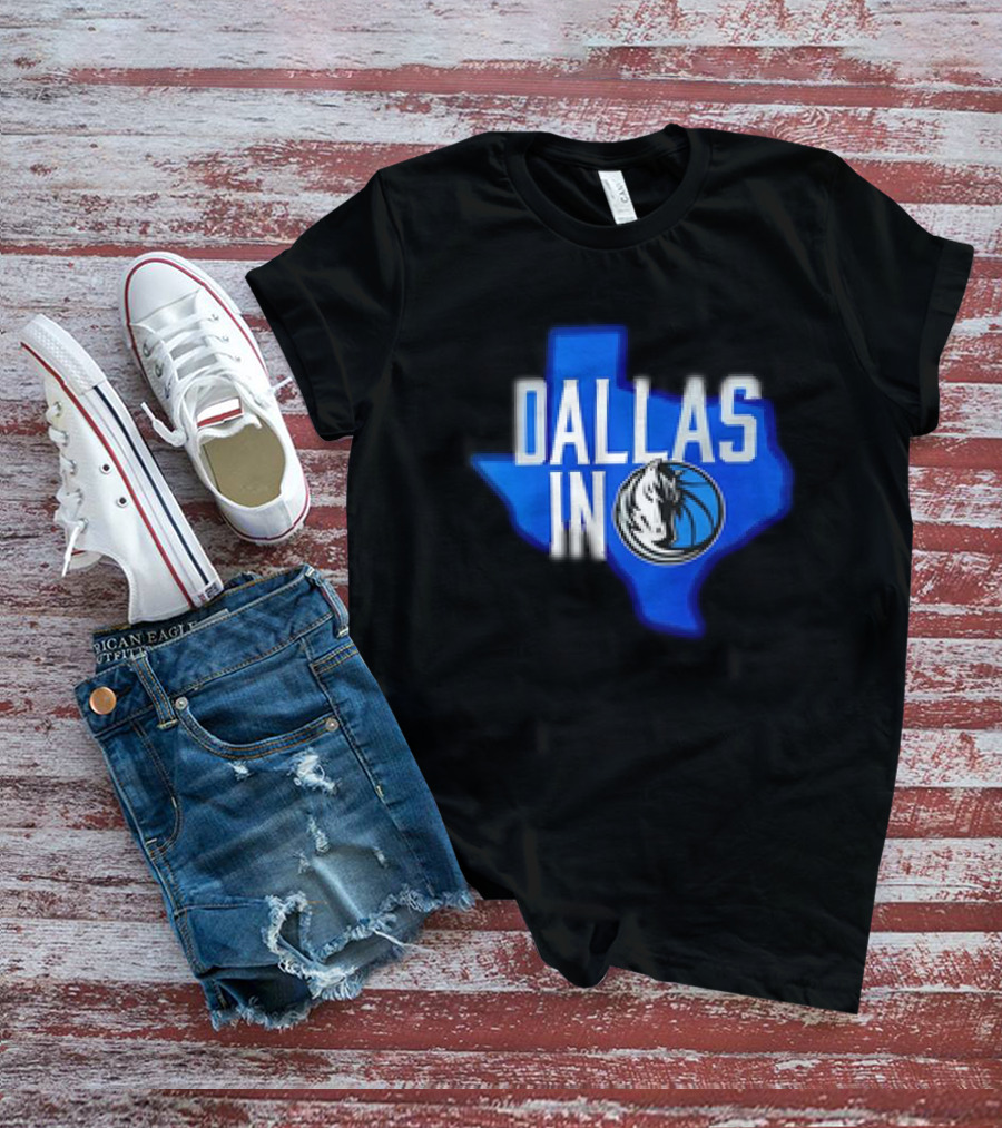 Dallas Mavericks Logo Texas Map Background DALLAS IN T-Shirt