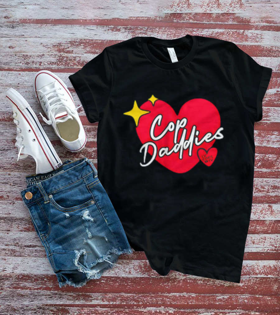 Cop Daddies Heart I Love Cops Girl Stars T-Shirt