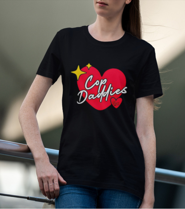 Cop Daddies Heart I Love Cops Girl Stars T-Shirt