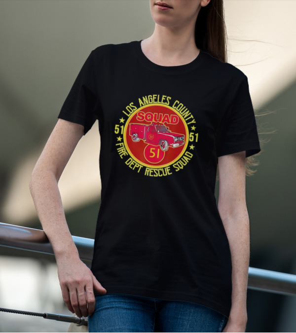 Los Angeles County Fire Dept Rescue Squad 51 Truck Emblem T-Shirt